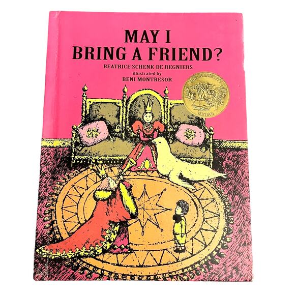 Hardcover 1997 MAY I BRING A FRIEND? Kids Book Beatrice Schenk Caldecott Medal - Picture 1 of 5